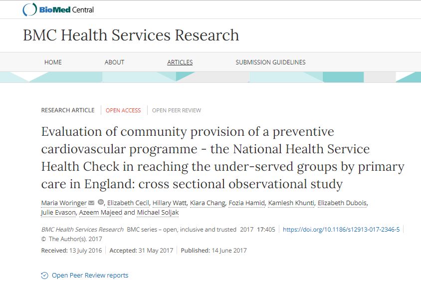 Imperial College London publish new research into NHS Health Checks Imperial College London publish new research into NHS Health Checks